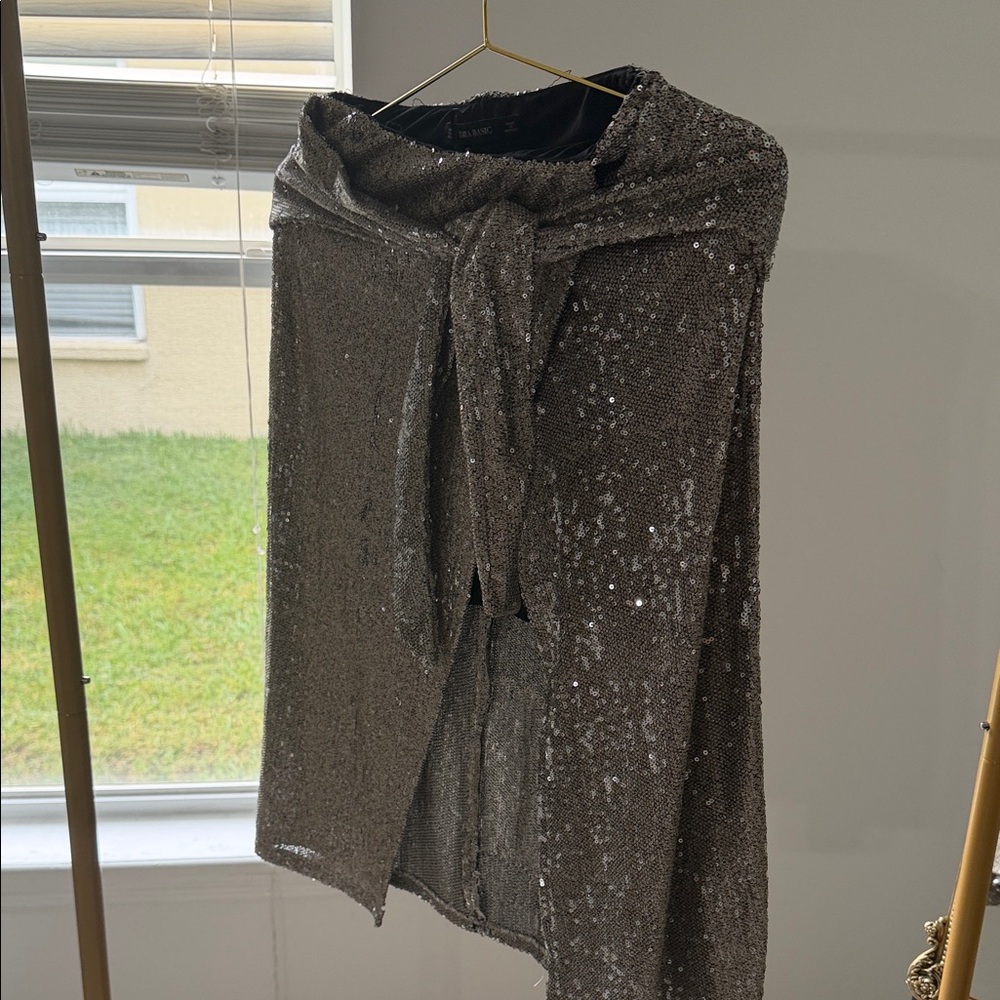 Zara Silver Sequin Skirt